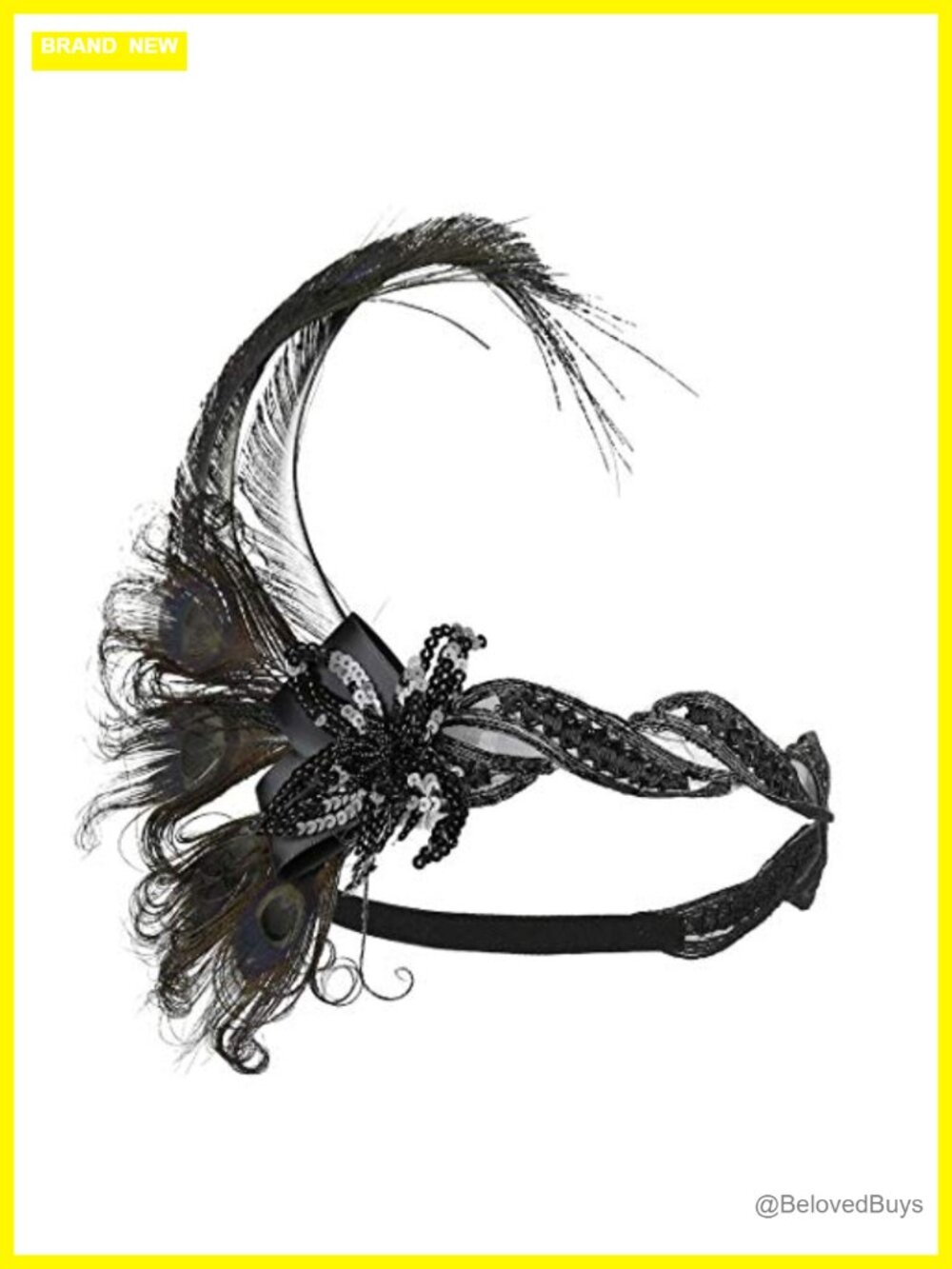 1920s Flapper Headpiece Gatsby Headband Feather Hair Clip Art Deco